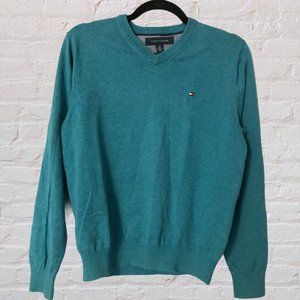 Tommy Hilfiger V Neck Pullover Sweater Green S